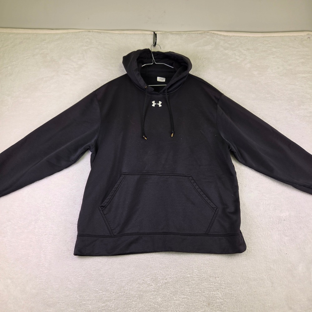 Under Armour Mens Black Pullover Hoodie Fleece Lined Active Sweatshirt Large